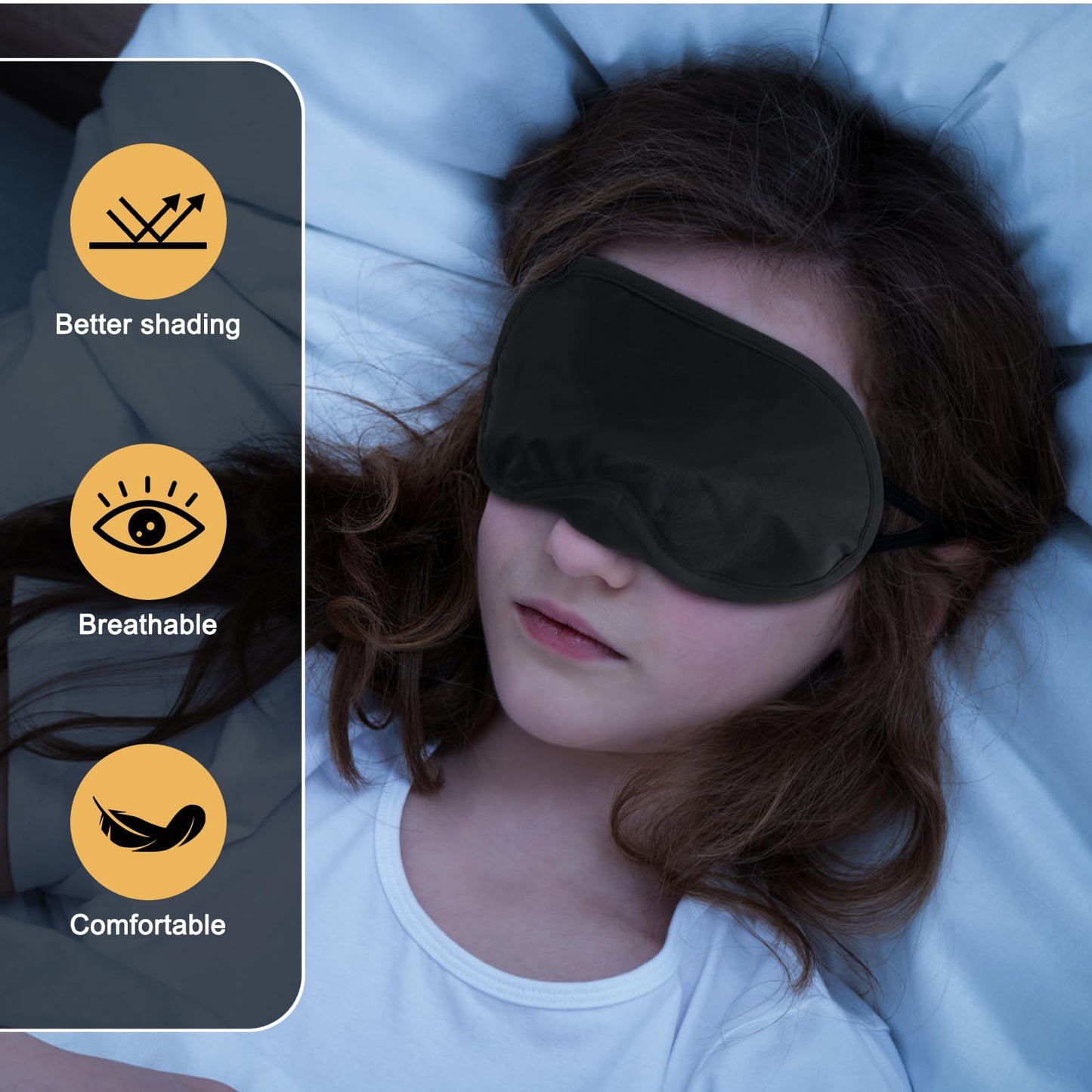 NICEMOVIC 10 Pcs Blindfold Sleep Eye Masks for Party Games Adults Couples Travel, Individually Wrapped Eye Covers with Nose Pad and Elastic Strap, Sleeping Mask for Kids Men Women (Black)