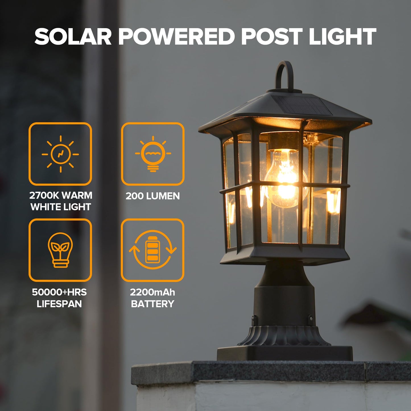 LUTEC Solar Lamp Post Light, Dusk to Dawn, Waterproof Aluminum, Black