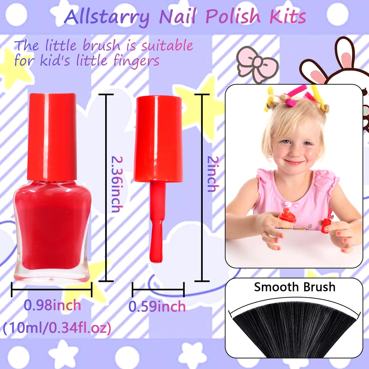 Allstarry Kids Nail Polish 12 Colors Non Toxic Quick Dry Peel-Off Toddler Nail Polish Kit Natural Safe Nail Polish Paint Set Bir