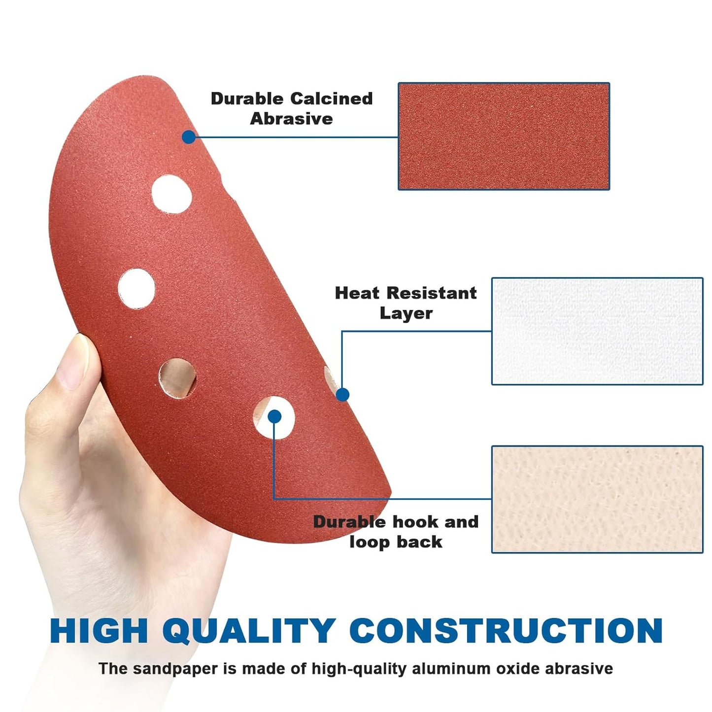 5 Inch 8 Hole Sanding Discs, 150 PCS 600 Grit Hook and Loop Sandpaper, Round Aluminum Oxide Sand Paper Discs for Random Orbital Sander