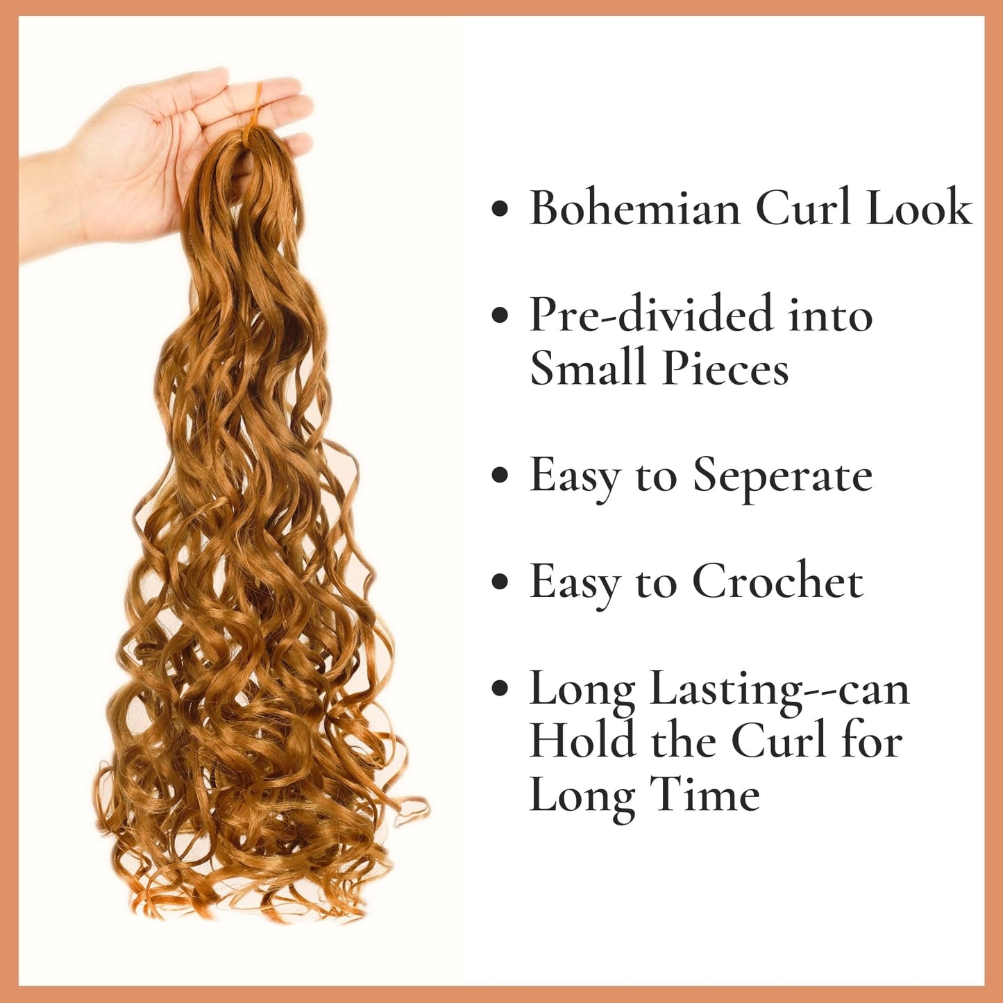 Honey Blonde Braiding Hair Pre Stretched Knotless Braiding Hair for Boho Braids Ocean Wave Boho Hair Extensions for Braiding (6
