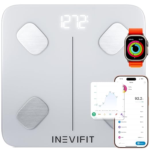 INEVIFIT Smart Body Fat Scale, Highly Accurate Bluetooth Digital Bathroom Body Composition Analyzer, Measures Weight, Body...