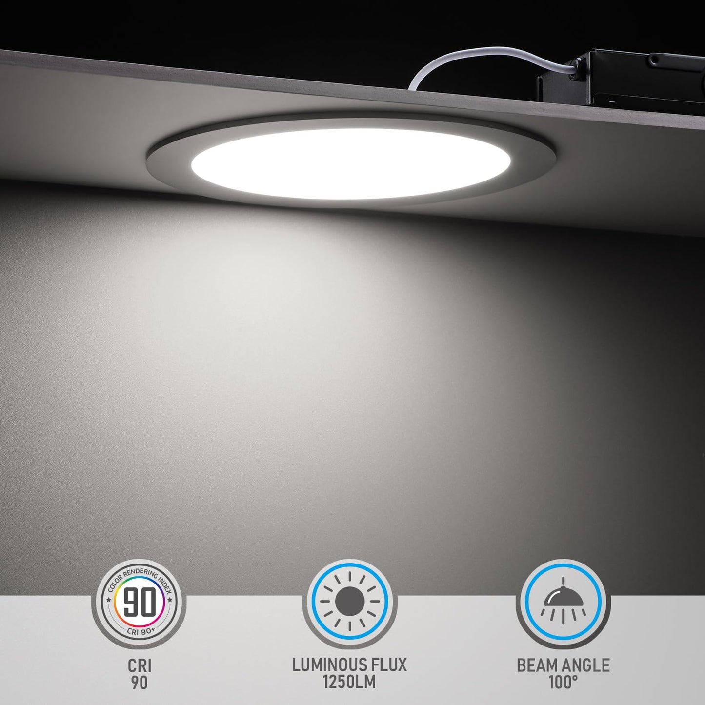 TORCHSTAR E-Lite Series 8 Inch Slim Recessed Lighting, 18W Dimmable, Daylight 5000K, Satin Nickel, Model XO1JDL-8D