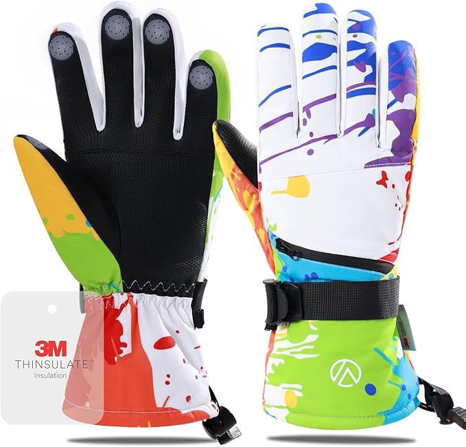 INPAKO Snow Gloves, Waterproof Warm Ski Gloves Thermal for Winter, Fit Both Men & Women, Gift for Parent Child
