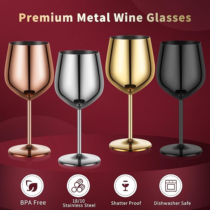 Wine Opener Electric Rechargeable, Automatic Corkscrew Set, Including Gold Wine Glass of 2, Stainless Steel Goblet, Ideal Gift for Wine Lover, Wedding, Birthday, Girl, Men