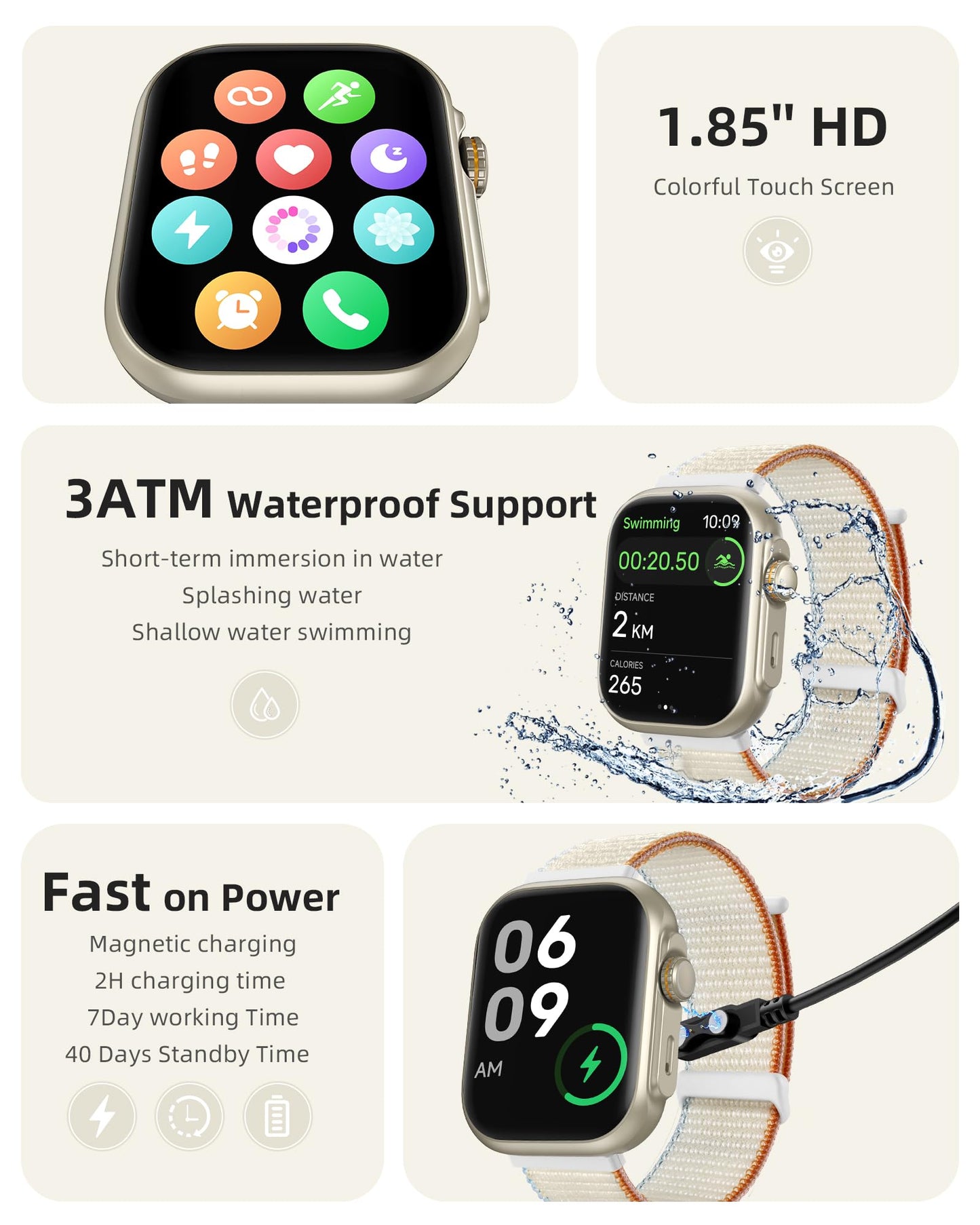 Parsonver Built-in GPS Smart Watch for Women Men with Bluetooth Calling, GPS Fitness Activity Tracker 100+ Sport Modes, Heart Rate Sleep Monitor, Waterproof Pedometer for Android & iPhone(Two Bands)