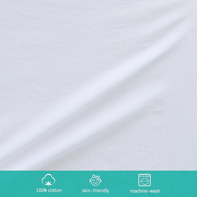 Bassinet Sheets Fit for Baby Delight, Semphis, Babybond and Koolerthings (3 in 1) Baby Bassinet Bedside Sleeper, 100% Cotton, 2 Pack, Ultra Soft Bassinet Sheet, White and Pink