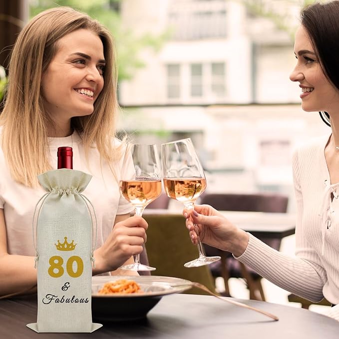Sazuwu 80 Years Old Birthday Gifts for Women Men Wine Bag Happy 80th Birthday Gifts for Mom Dad Wine Accessories Gifts for Wine Lovers Gifts for Someone Turning Sixty 1944 Birthday Gifts