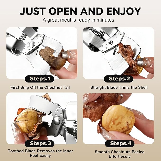 FIRE HIVE Metal Nutcracker, 304 Stainless Steel Chestnut Cutting Tool, Multi functional Dried Fruit Bottle Opener Suitable for Kitchen