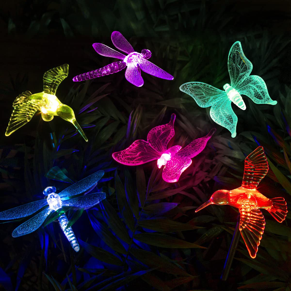 GIGALUMI Solar Garden Lights, 6 Pack, Color Changing LED, Multicolor, Plastic, Model P-L-QT-6TCO