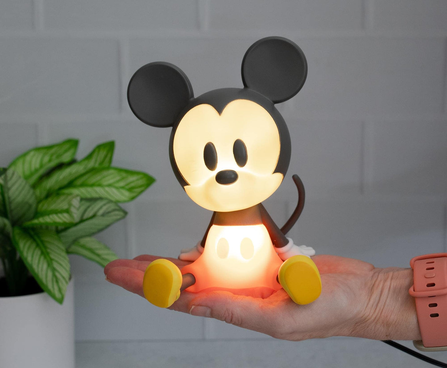Disney Mickey Mouse Figural Mood Light Lamp | LED Nightstand Table Lamp | 6 Inches Tall | Wood, Porcelain, Metal