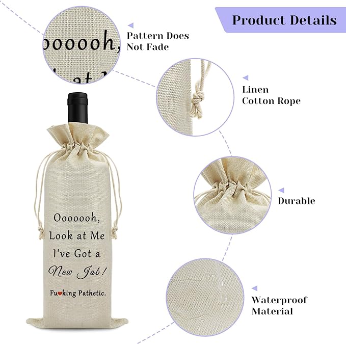New Job Gift for Women Men Coworker Leaving Gift Wine Bag New Beginnings Gift for Friends Leader Goodbye Farewell Gift Wine Wrapping Bag Congratulation New Job Gift for Her Him Wine Bottle Bag