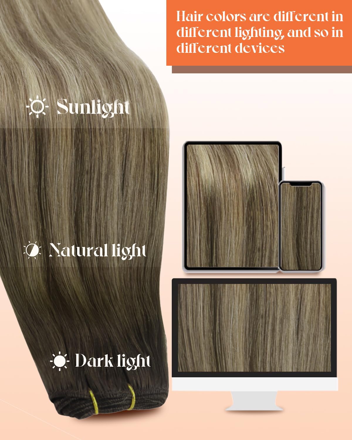Sunny Hair Weft Hair Extensions Human Hair Ombre Sew in Hair Extensions Balayage Dark Brown Roots to Golden Brown Mix Blonde Sew
