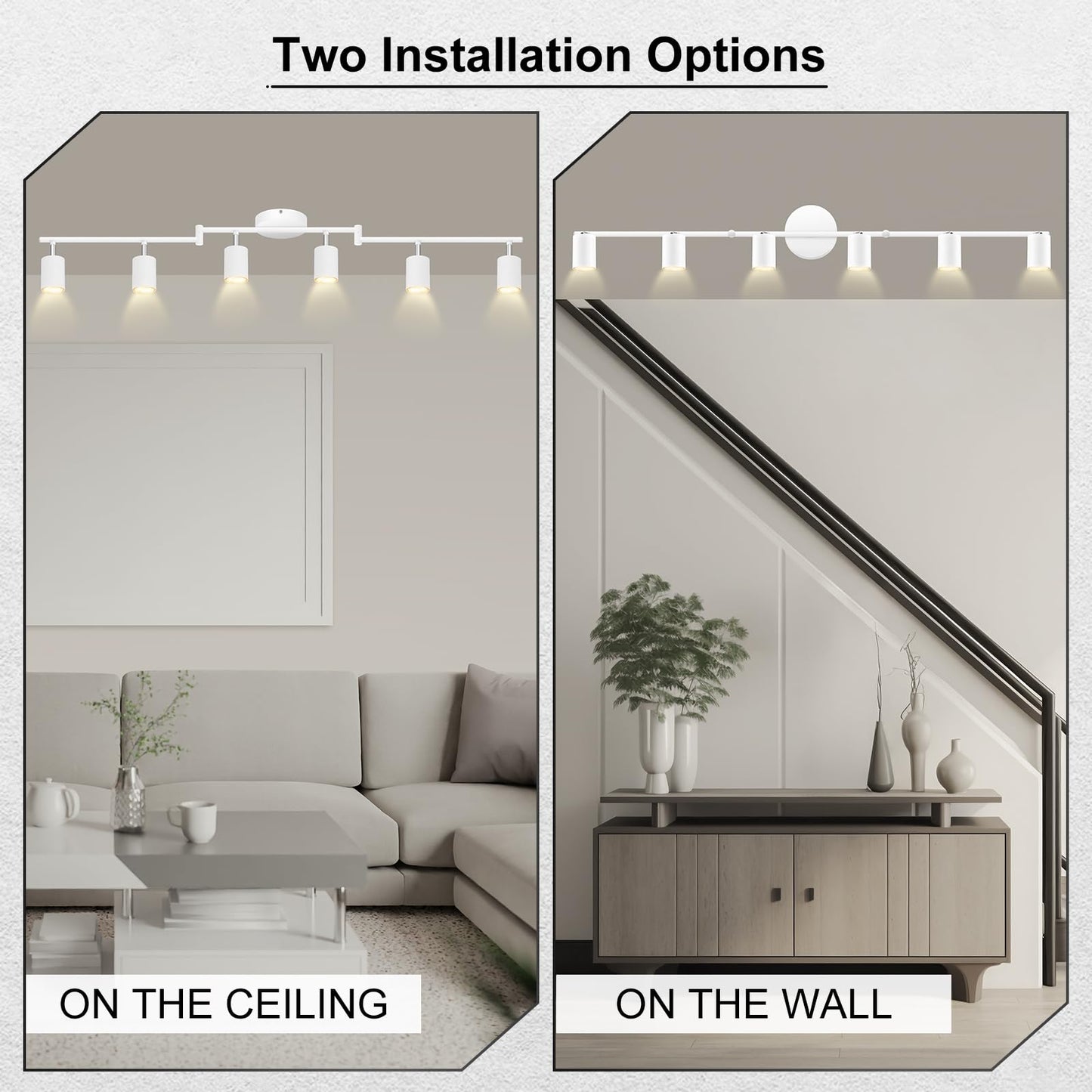 Auquee 6 Light Track Lighting Fixtures Ceiling  Matte White Kichen Track Lighting Fixtures With Rotatable Light Heads  Foldable Lamp Arms  Modern Led Track Lights For Kitchen/Hallway  No Gu10 Bulb