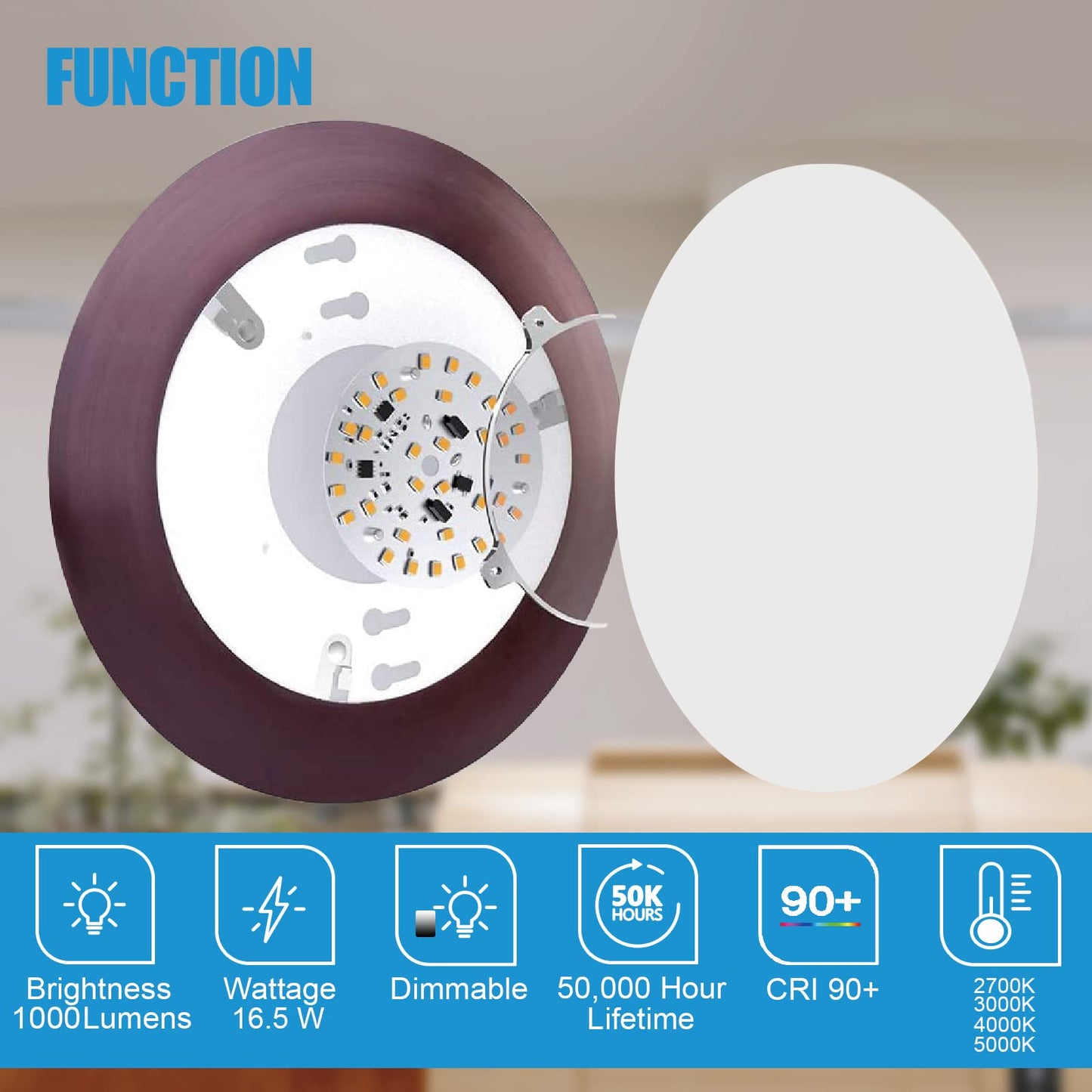 ECOELER LED Flush Mount Ceiling Light 16.5W 1100Lm Dimmable 3000K Warm White 4 Pack Metal CDR615