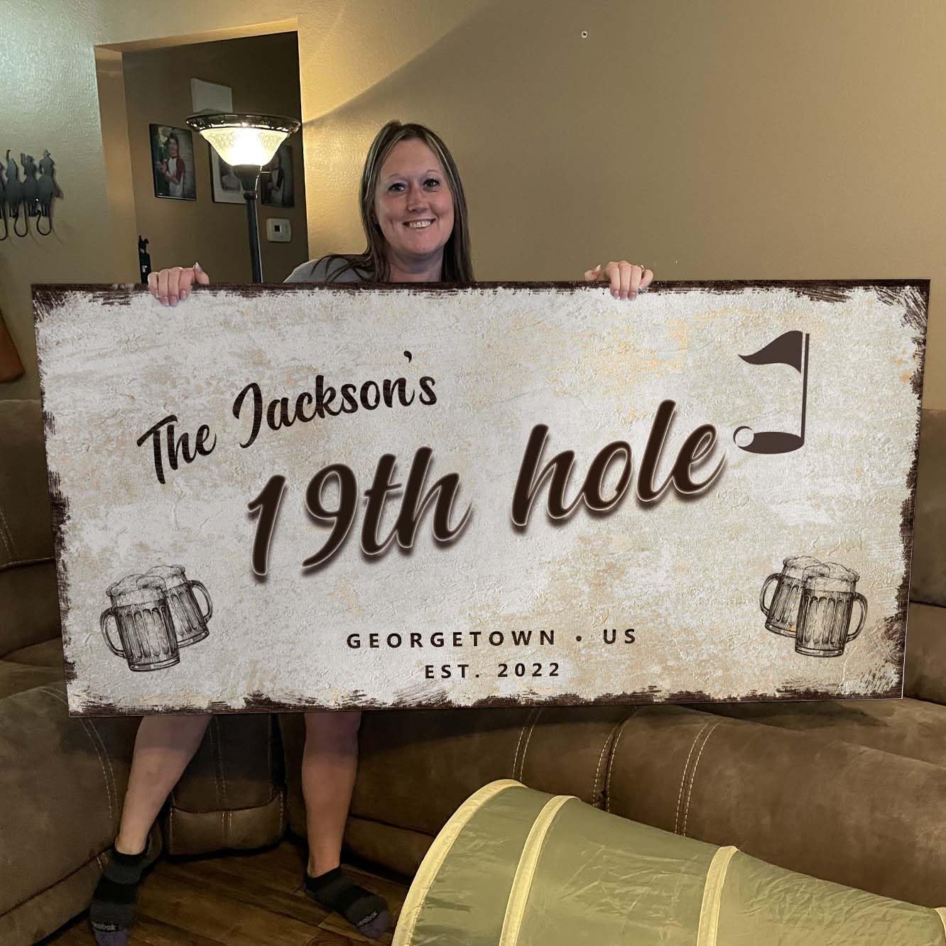 TAILORED CANVASES Golf Art Decor - Personalized Vintage Golf Wall Art Sign for Man Cave, Bedroom, Basement, Home Bar and Custom Gift for Husband, Dad, Wedding & Anniversary - 19th Hole Sign, 60"x30"