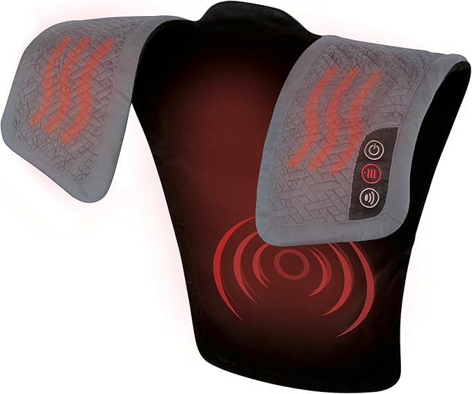 Homedics Vibration Heated Shoulder Massager Wrap, Comfort Pro Elite, Soft Fabric, Tension Relief, 2 Speeds & Styles, Long,...