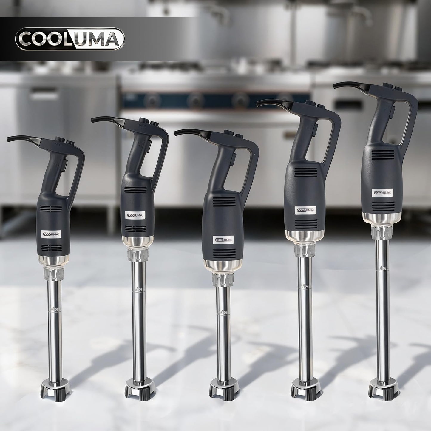 COOLUMA Commercial Immersion Blender, 500W Heavy Huty Hand Blender With 16 Inch Removable Shaft, 6,000-20,000 RPM Variable Speed, Industrial Hand Mixer For Pro Restaurant Kitchen.