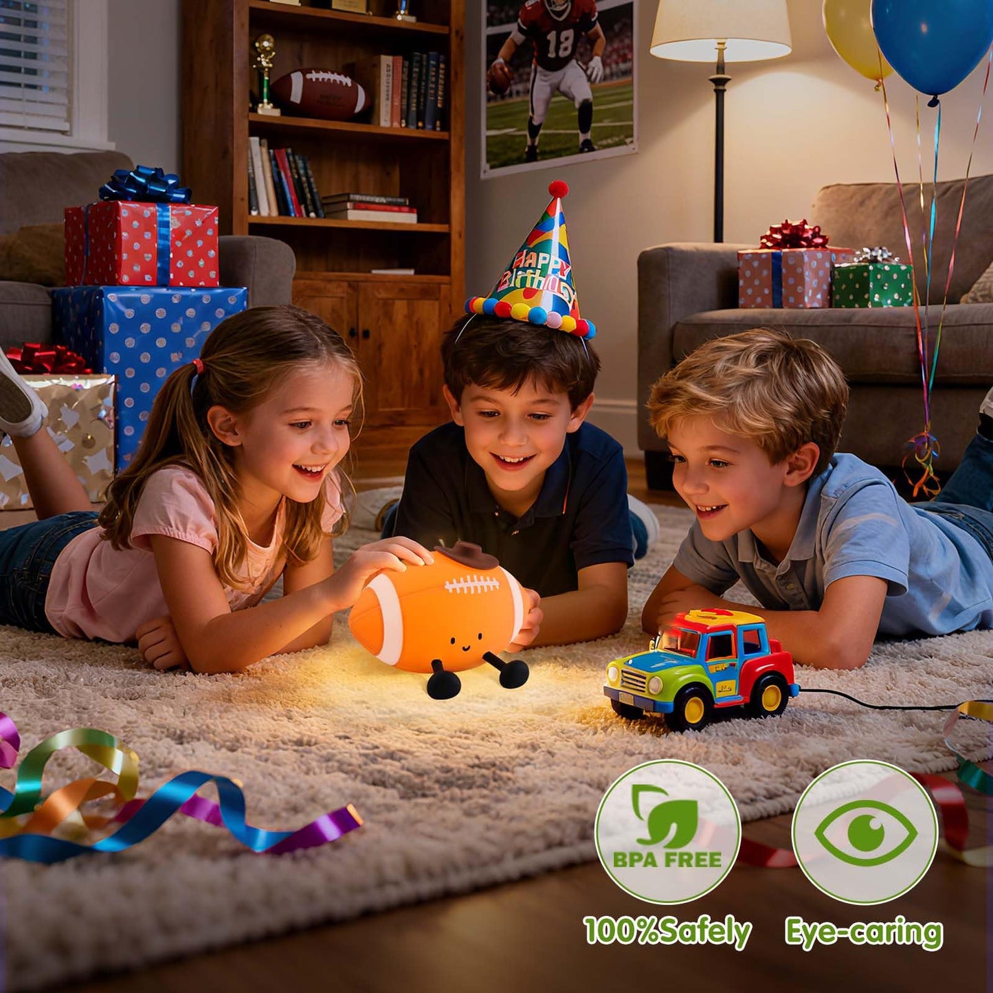 Yisun Football Night Light  Soft Silicone Nursery Night Lamp  Rechargeable Dimmable Rugby Night Lights With Timer  Cute Night Lights For Kids Room Decor Birthday Christmas Gifts