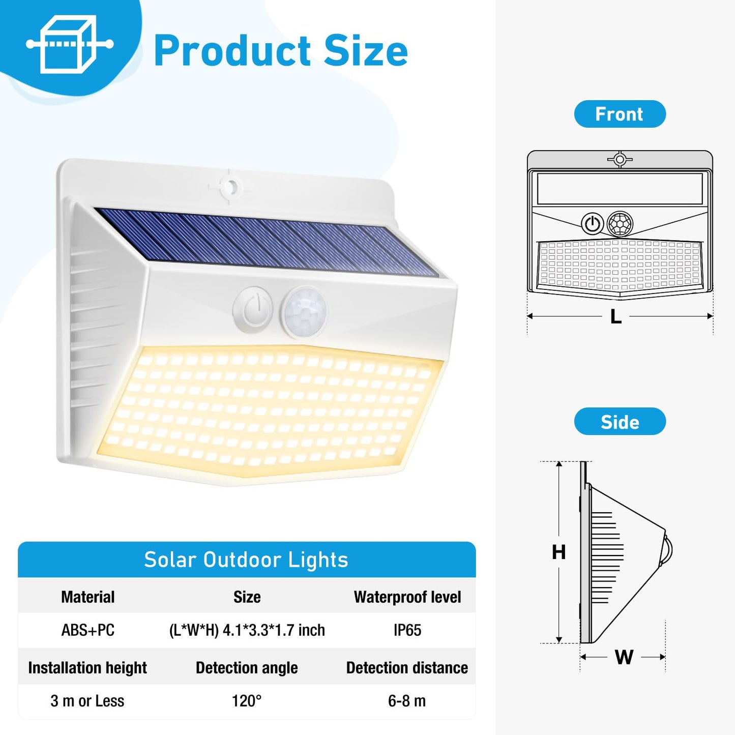 Peasur Solar Outdoor Lights  [4 Packs] Motion Sensor Security Lights With 3 Lighting Modes Wall Lights Waterproof Solar Powered Lights For Garden Yard  White Warm