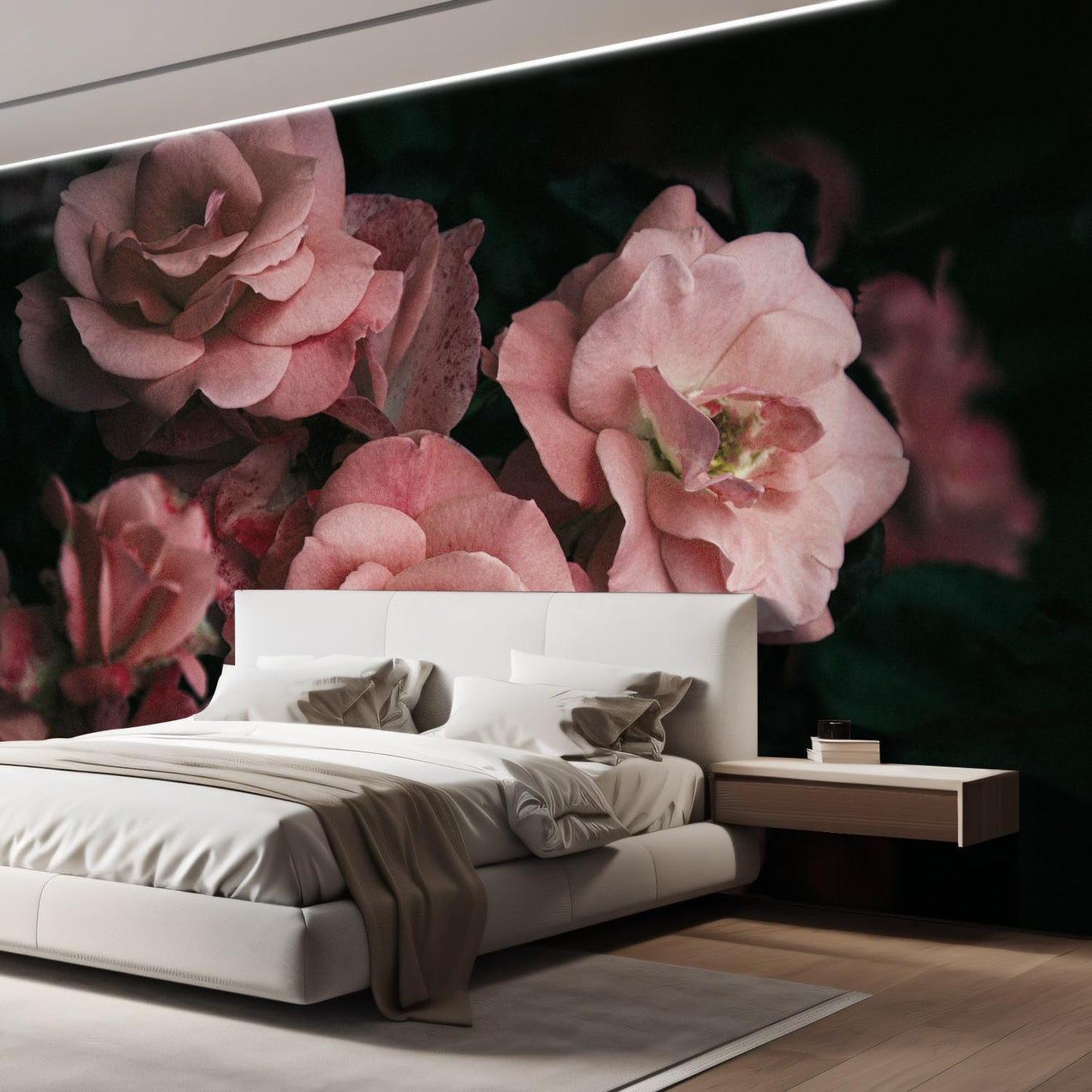 wall26 Removable Wall Sticker/Wall Mural Close Up Dark Rose Flower Blossoms Nature Wilderness Photography Decorative Botanical Relax/Calm Floral for Living Room, Bedroom, Office - 132x168 inches