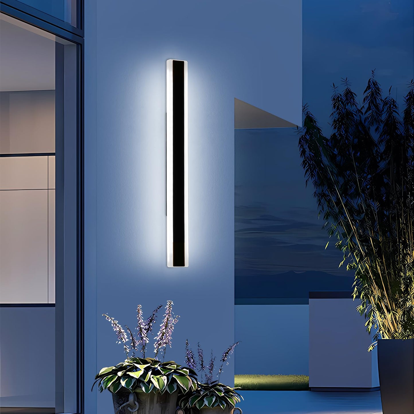 Mikeru 31.4Inch Long Led Wall Light  6000K Cool White Modern Outdoor Wall Light Ip65 Waterproof Black Acrylic Porch Exterior Lighting Fixtures  Exterior Wall Mount Lights For Garage Front Door