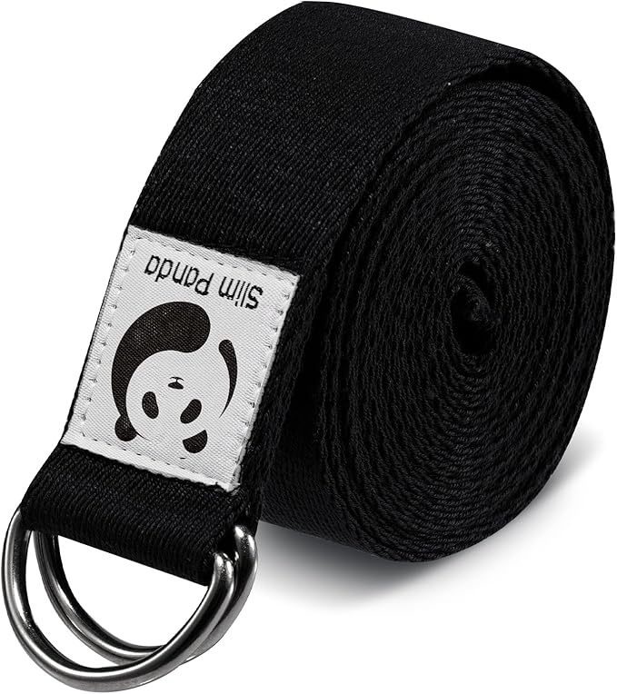 Slim Panda Yoga Strap for Stretching,Cotton Yoga Strap with Adjustable D-Ring Buckle,Non-Elastic Yoga Belt for Pilates,Gym...