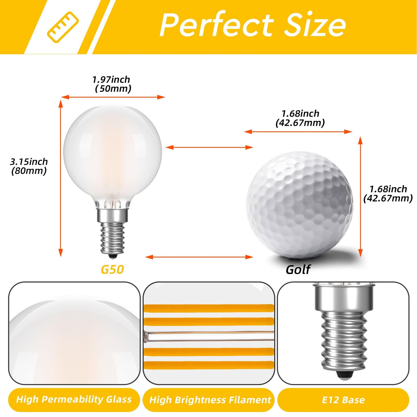 PADMO LUDAZ G16.5 LED Light Bulb, Dimmable, Frosted White, 40W Equivalent, Pack of 6