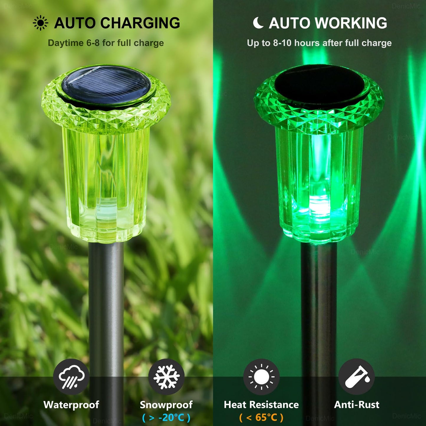 Gorrzai St Patricks Day Decorations Solar Lights Outdoor 10 Pack Solar Pathway Lights Green Halloween Decorations Waterproof Yard Lighting for Driveway Garden Walkway Path Landscape Lawn