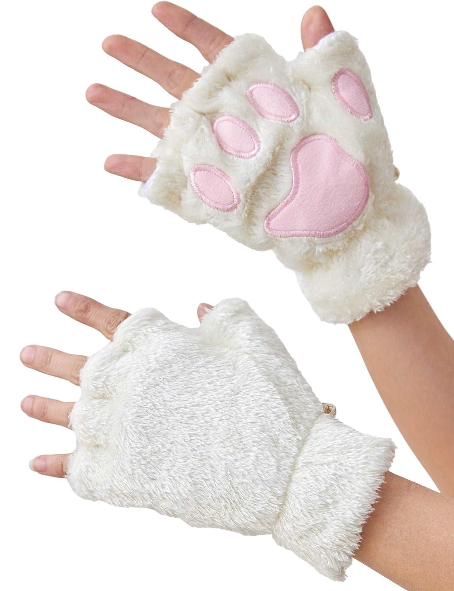 OTPEH Cat Paws Gloves Fingerless Bear Furry Paw Cute Hand Gear Cosplay Costume Accessories