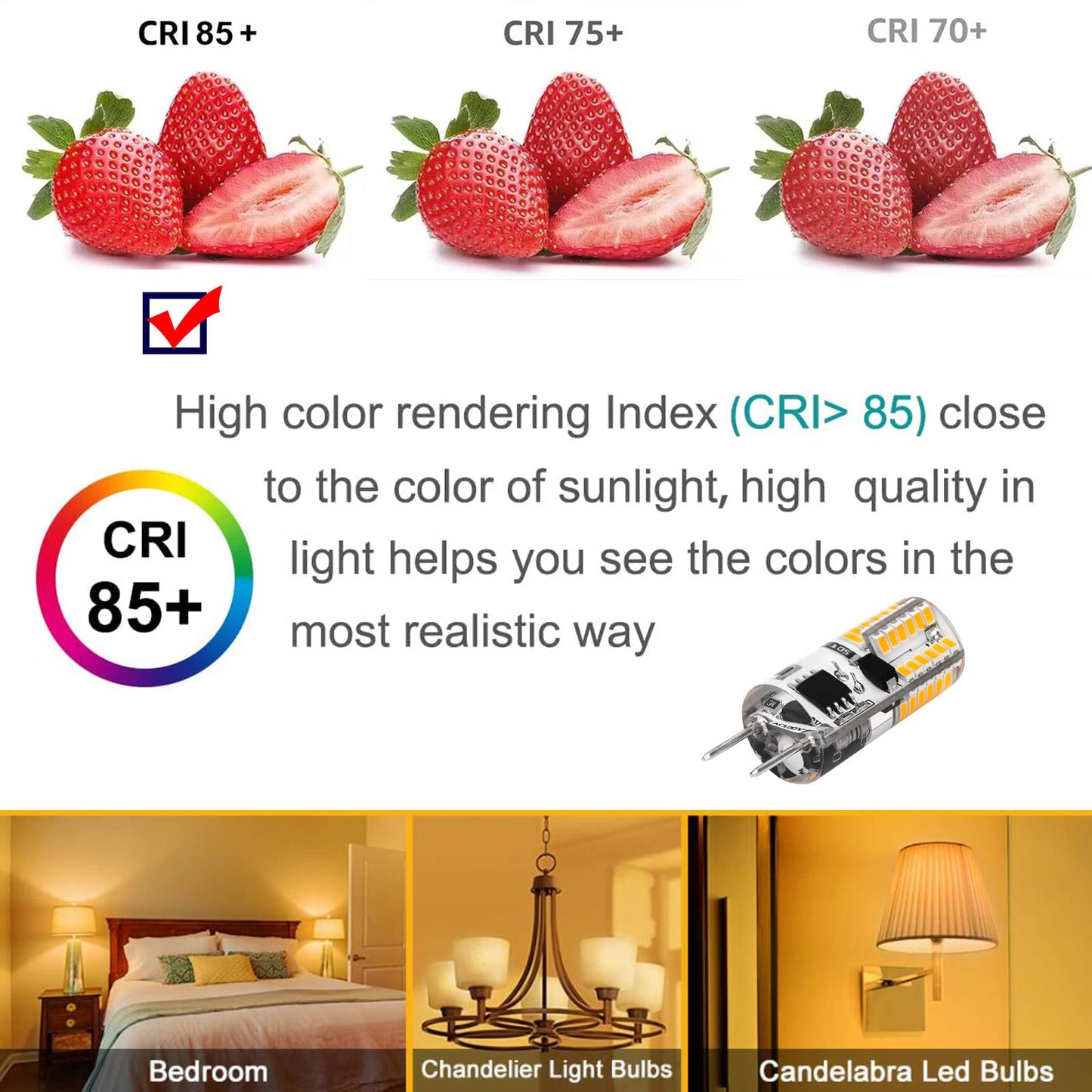 Dimmable G8 Led Bulb 2W Warm White 20W Halogen Bulbs Equivalent Bi-Pin Base 120V T4 Jcd Type Under Cabinet Puck Lighting Replacements 10 Pack