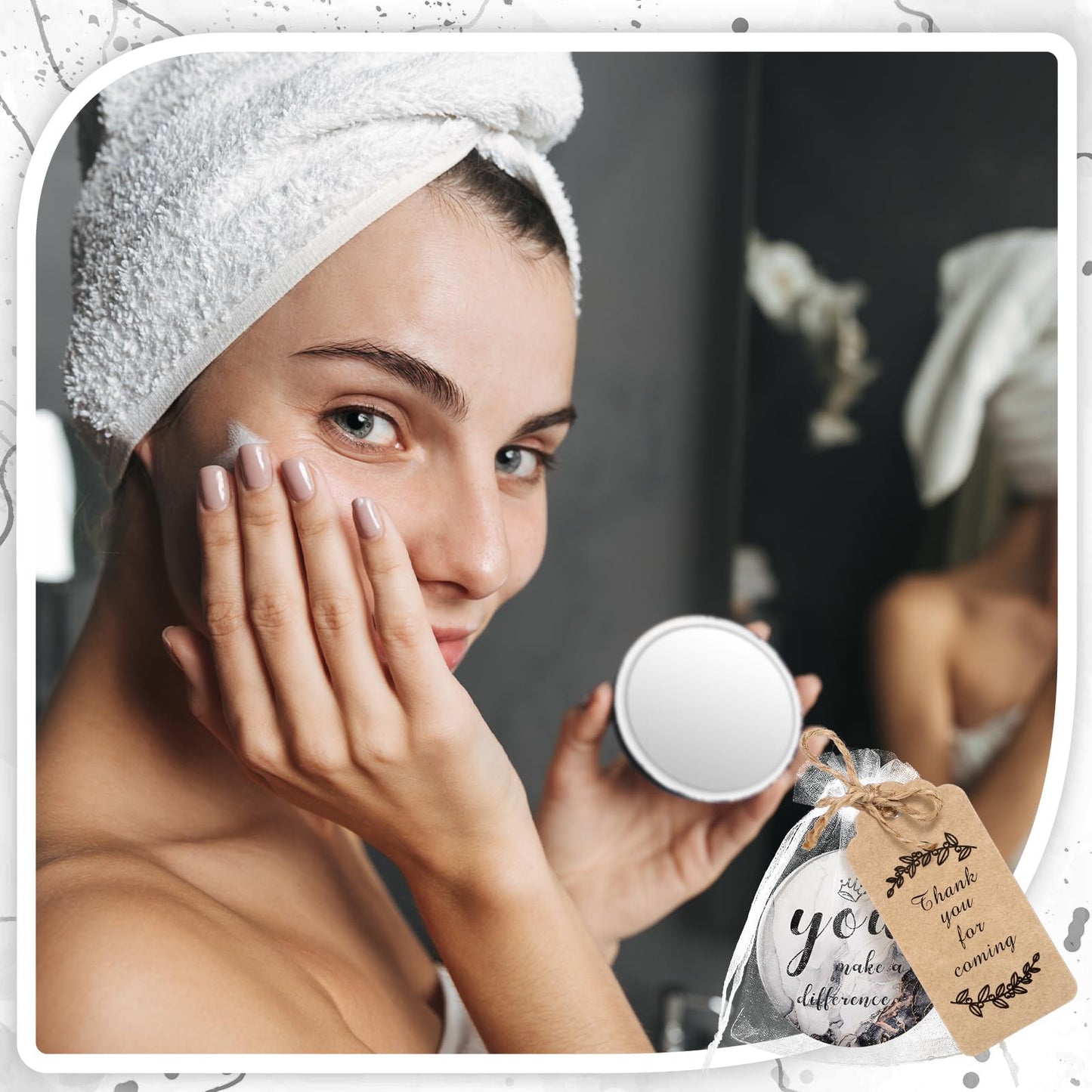 Tradder 50 Sets Compact Mirrors Bulk Women Gifts Inspirational Appreciation Employee Quinceanera Gifts Small Purse Pocket Makeup
