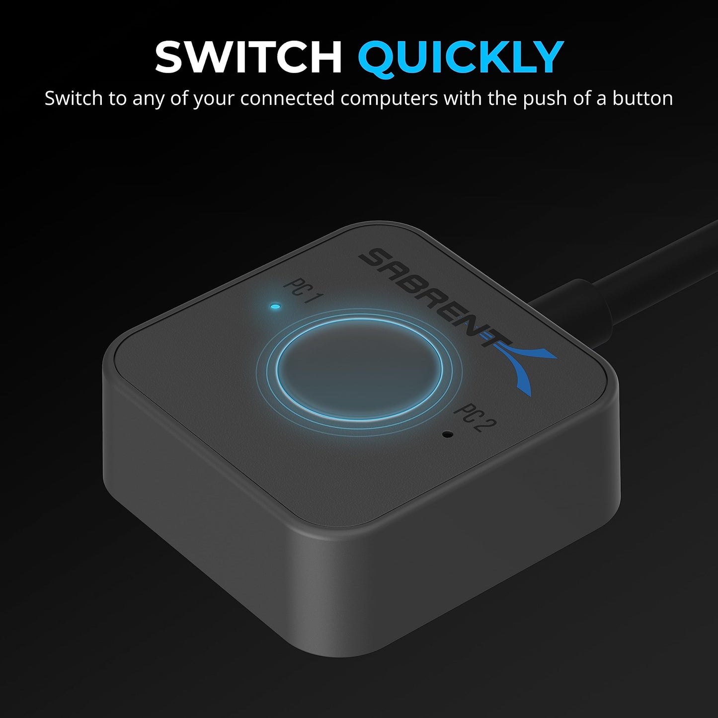 Sabrent Thunderbolt 4 Kvm Switch, Peripheral Sharing With 3X Thunderbolt 4 Usb C 40Gbps, 2X Usb-C Charging 60W (Pd 3.0) | 4X Usb