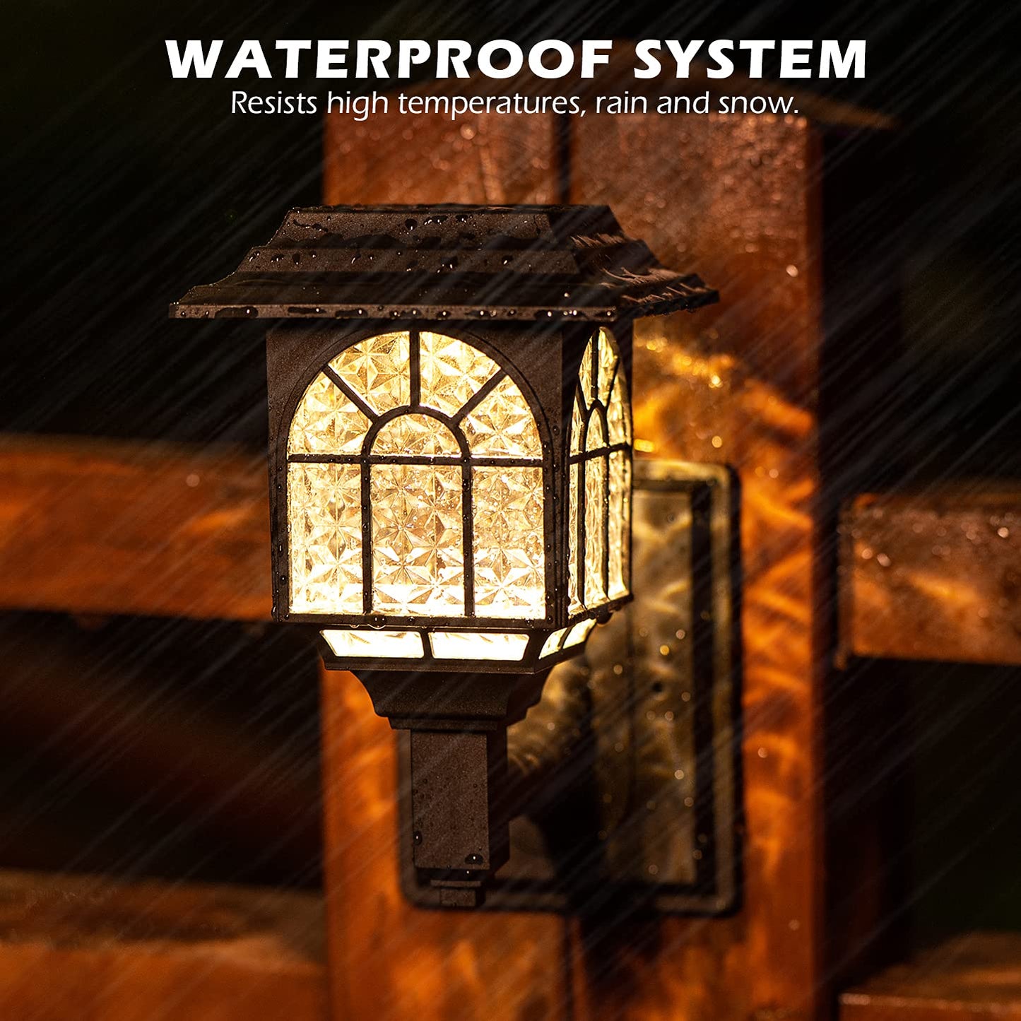 Leidrail Solar Fence Lights, 2 Pack Waterproof Led Lanterns, Warm White, Outdoor Deck Post Lighting For Garden Yard Patio