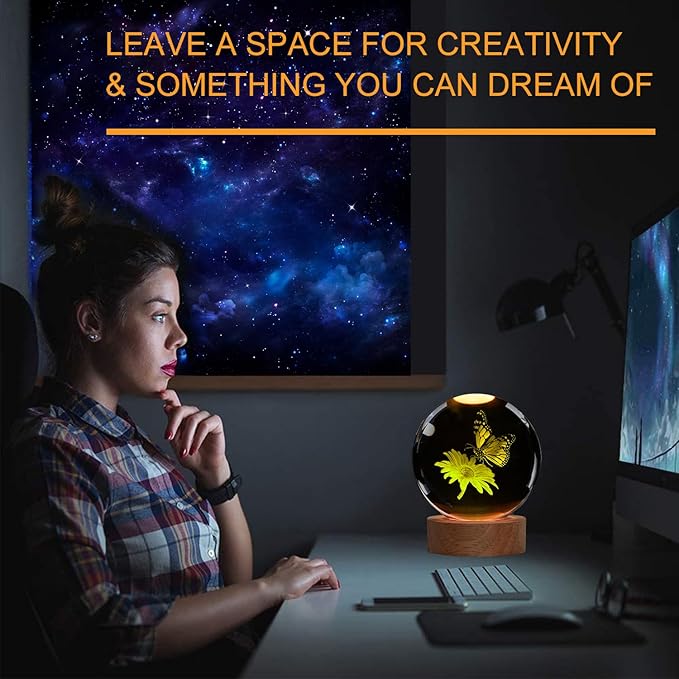 Butterfly Crystal Night Light, Butterfly Gifts, K9 3.15 Inch（80mm） Crytstal Lamp with 16 Colors Remote Upgraded Lamp Gifts for Women Wife Girlfriend