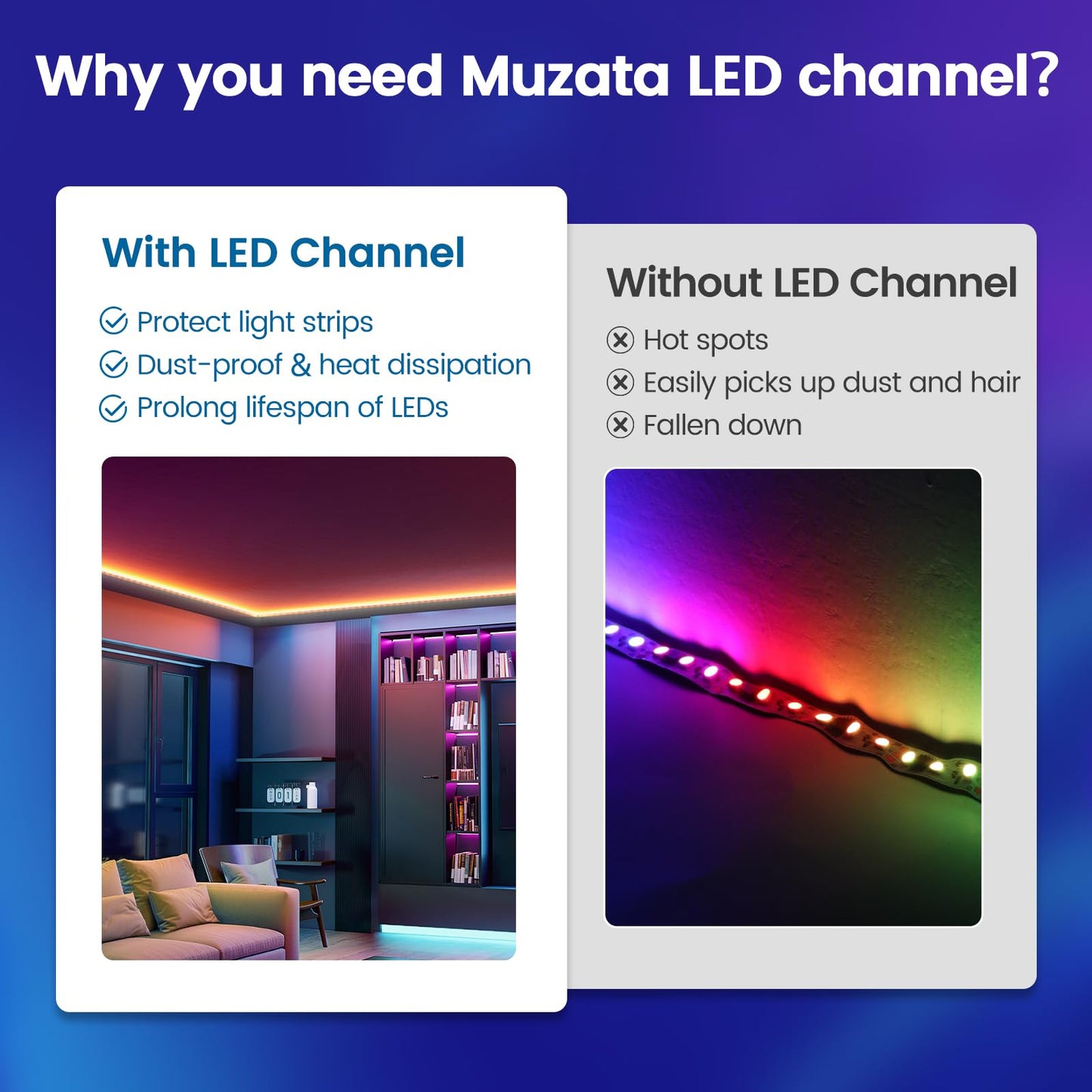 Muzata 10Pack 3.3FT/1M V Shape LED Channel Silver Aluminum LED Strip Diffuser Channel with Milky White Cover Frosted Corner Lighting Easy Installation V1SW WW 1M