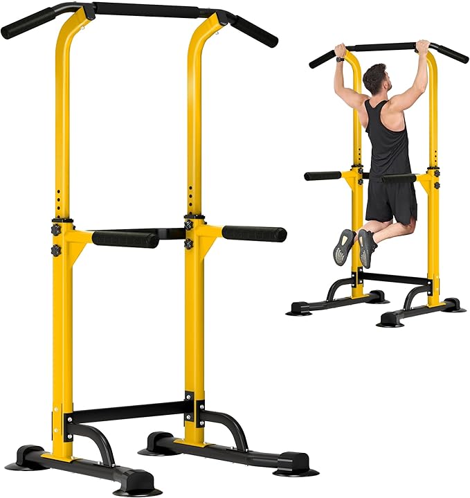 DlandHome Power Tower Pull Up Dip Station Multi-Function Fitness Equipment for Strength Training Adjustable Height Dip Sta...