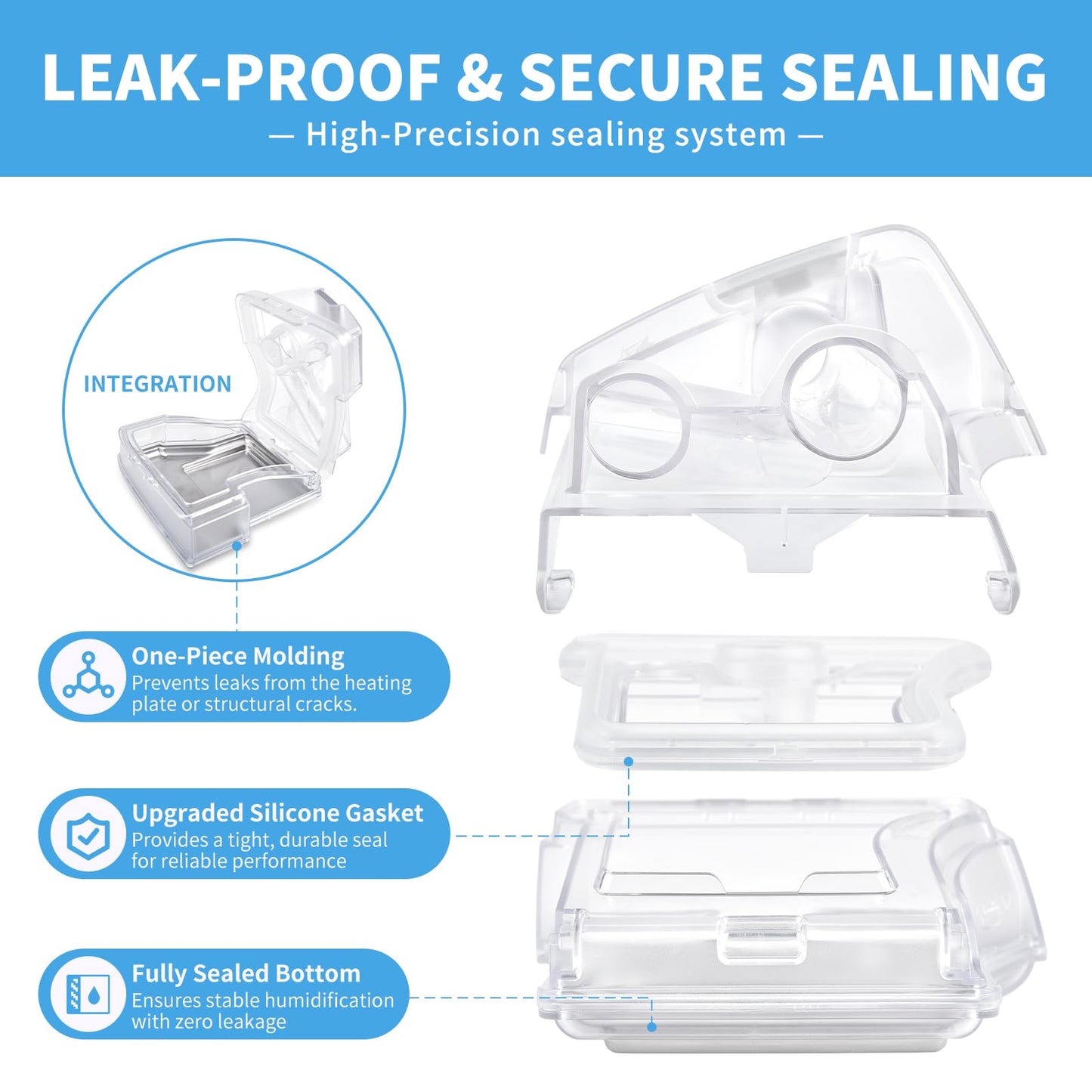 Replacement Water Chamber for ResMed AirSense 10, 380ml Water Tub with 10 Packs Filters,Easy to Install and Clean, Reliable CPAP S10 Supplies