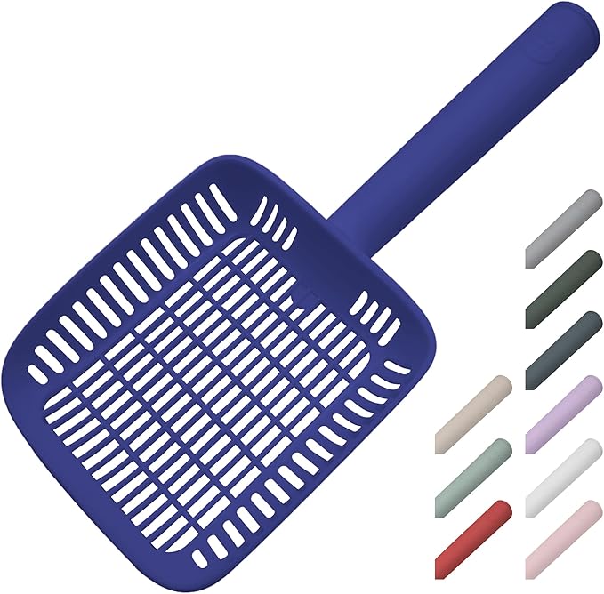 TypeC Cat Litter Scoop - Small Holes (0.11in) Big Size Scooper - Long Handle & Easy Cleaning - Hanger for Litter Box
