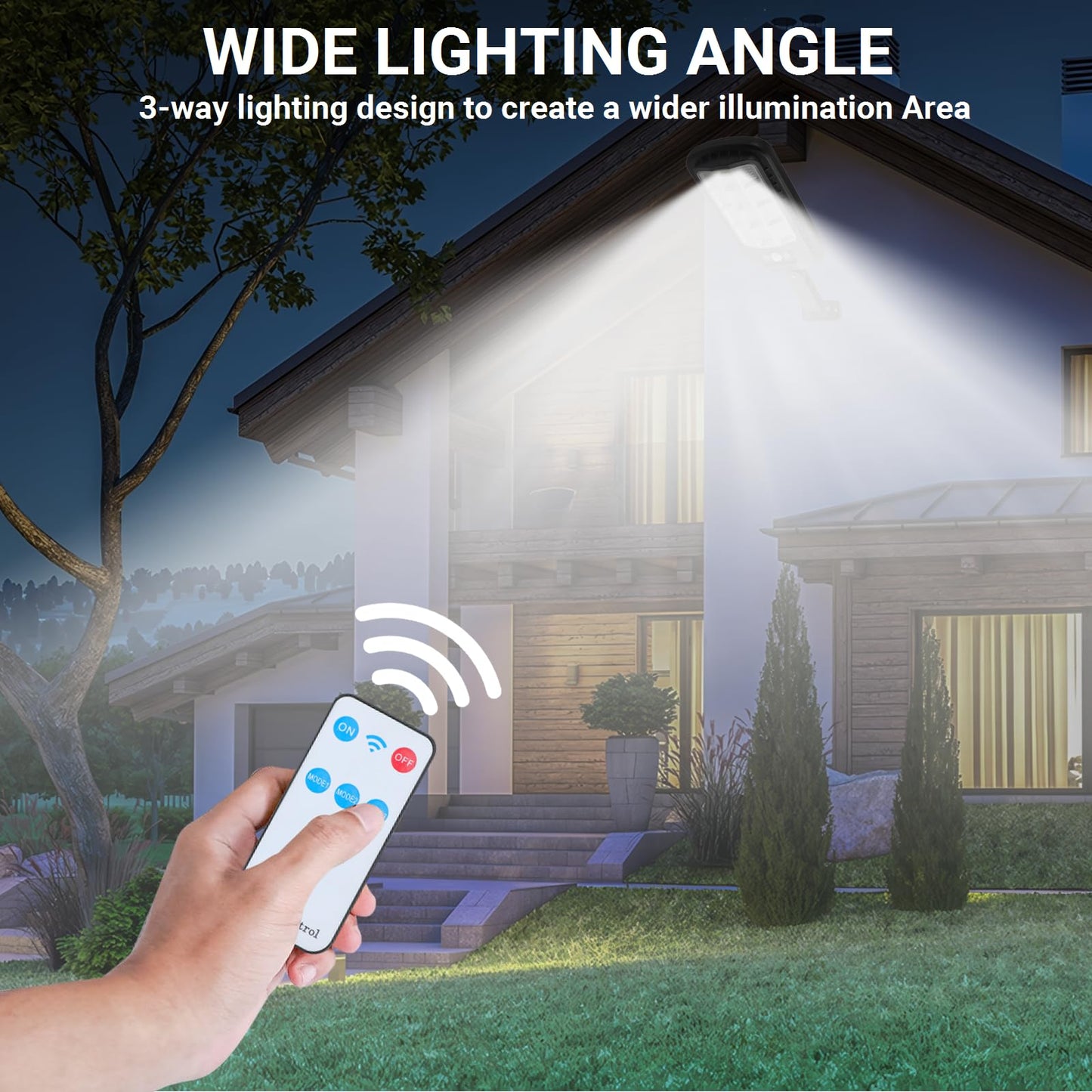 AITERMOND 4-Pack Solar Outdoor Lights, Motion Sensor, 180 LED, 6500K, IP66 Waterproof, Black, Model 2