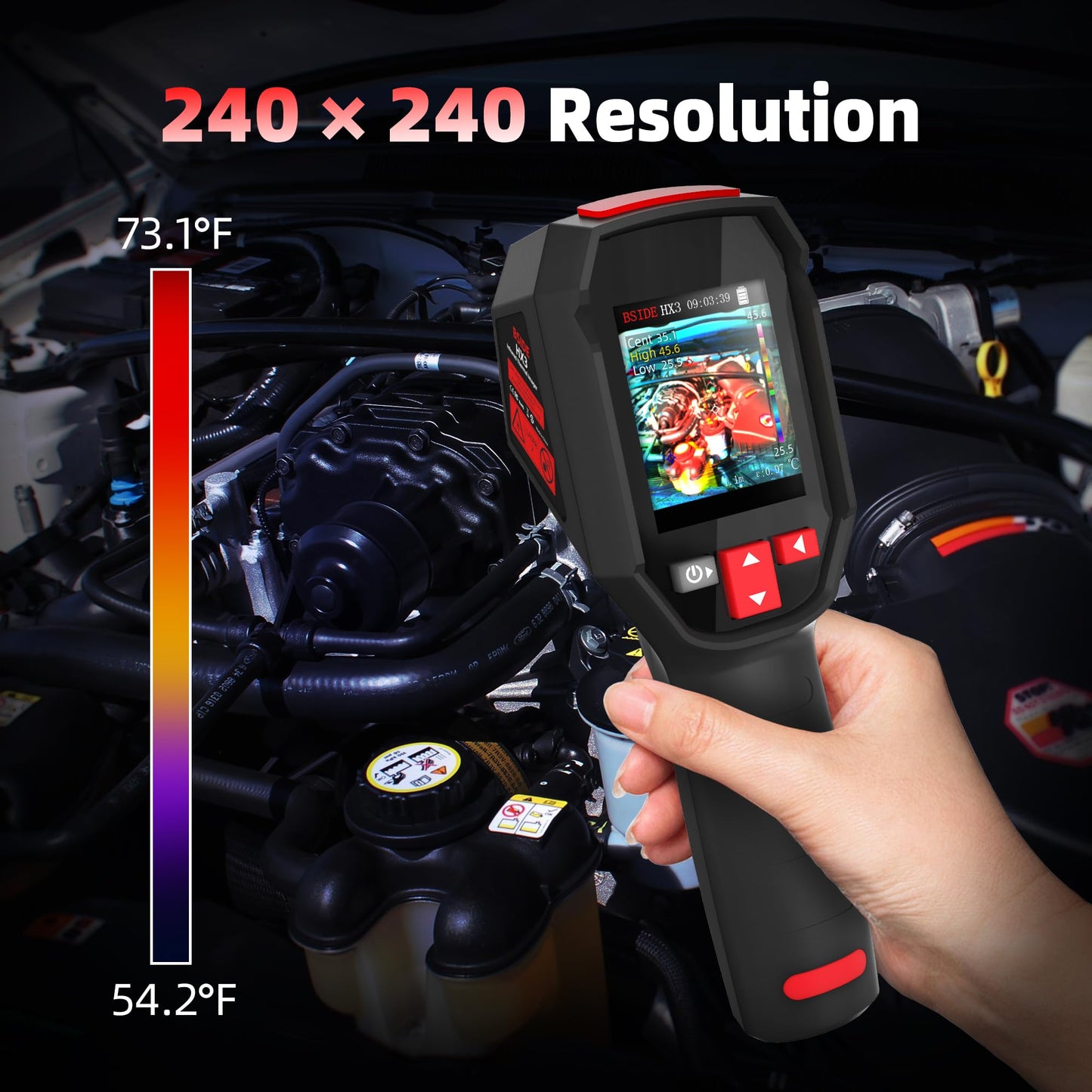 BSIDE Thermal Imaging Camera 240 x 240 Resolution Handheld Infrared IR Camera, 15 Thermal Palettes with 320 x 240 Full-Viewing TFT Display for Home Inspection HVAC Heat Pump Circuit Break, -4℉~1022℉