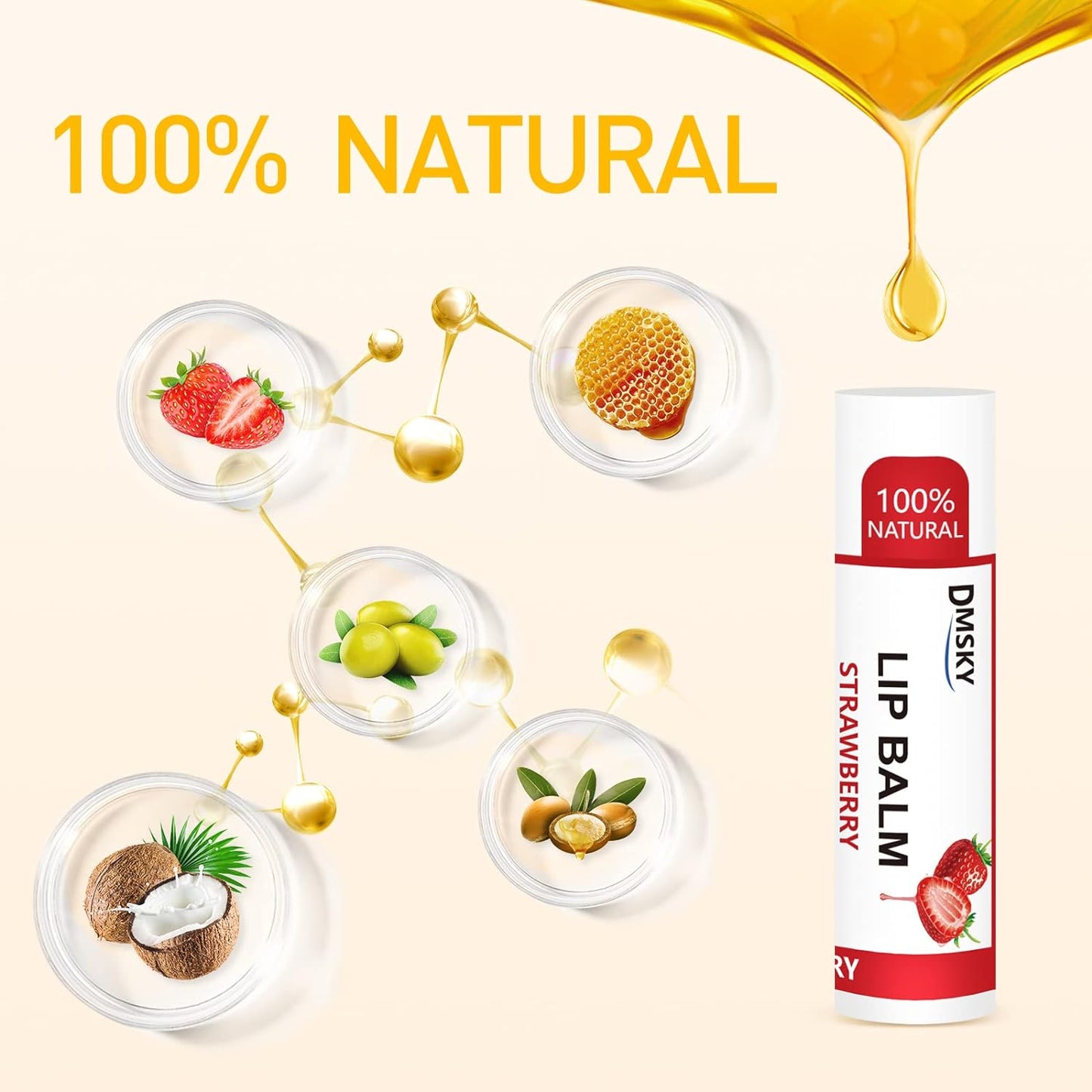DMSKY Natural Lip Balm Bulk 36 Pack, Moisturizing Lip Balm with Vitamin E and Coconut Oil, Lip Care Product for Chapped Lips-12 Flavors