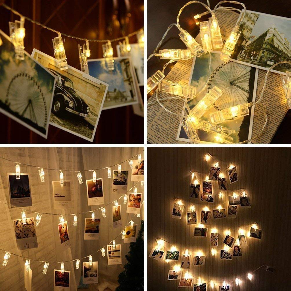 Liyuanq 40 Led Photo Clip String Lights, Usb Operated, Warm White, 8 Modes, Ideal For Bedroom Decoration, Model Fs-D030