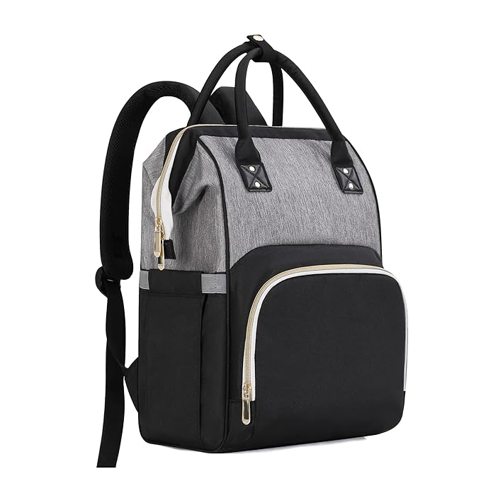 Femuar Diaper Bag Backpack Multifunction Maternity Nappy Baby Bag for Girls & Boys Large Capacity Travel Diaper Bags Black Gray