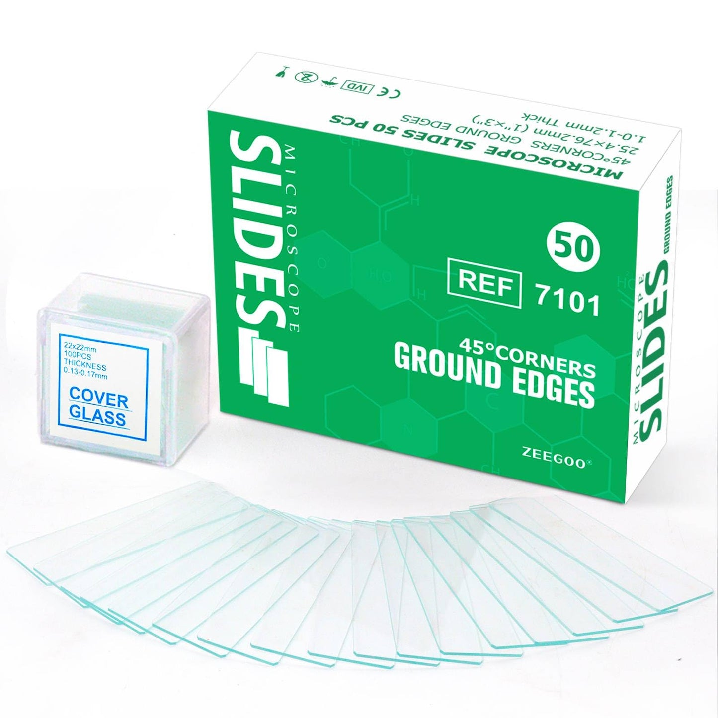 ZEEGOO Microscope Slides, Pre-Cleaned Ultra-Clear Blank Microscope Slides and Covers – 50 Slides, 100 Coverslips, 45° Ground Edged Optical Glass Slides for Microscope, Perfect for Classroom & Lab Use