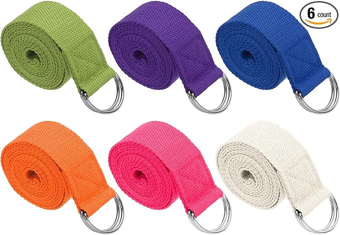 PATIKIL Yoga Strap for Stretching, Cotton Yoga Belt with Adjustable Metal D-Ring Buckle Stretch Bands for Fitness Pilates