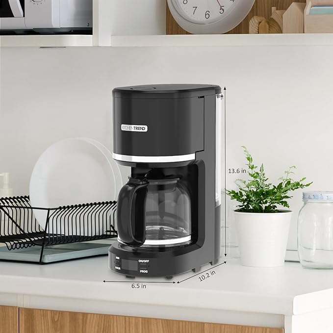 10-Cup Programmable Coffee Maker with Permanent Filter, Removable Water Reservoir Coffee Machine, Drip Coffee Maker, Delay Brew, Timer & Keep Warm, Swing Open Brew Basket, Black
