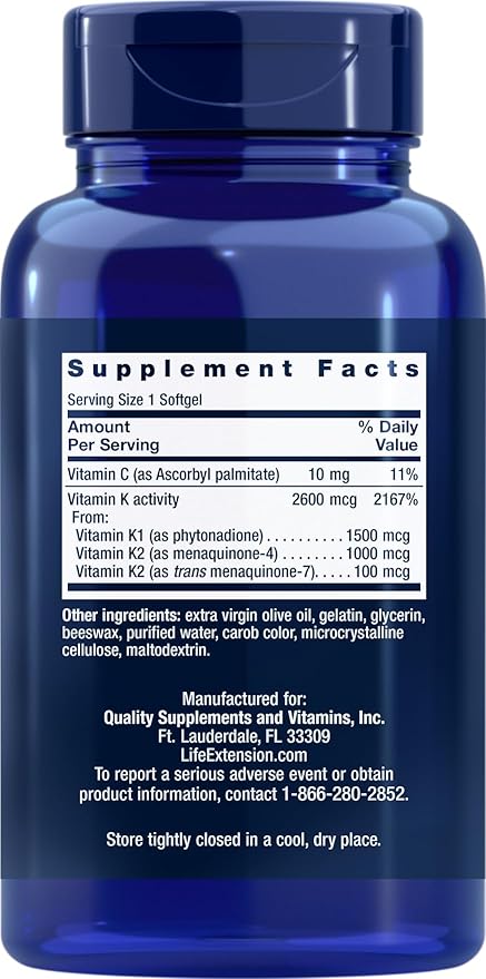 Life Extension Super K, 150 Softgels, with Vitamin K1 and K2 - MK4 & MK7