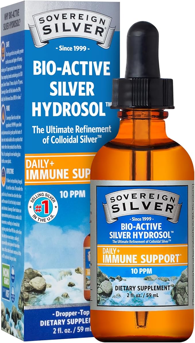 Sovereign Silver Bio-Active Silver Hydrosol- Colloidal Silver Liquid - 2oz - Dropper