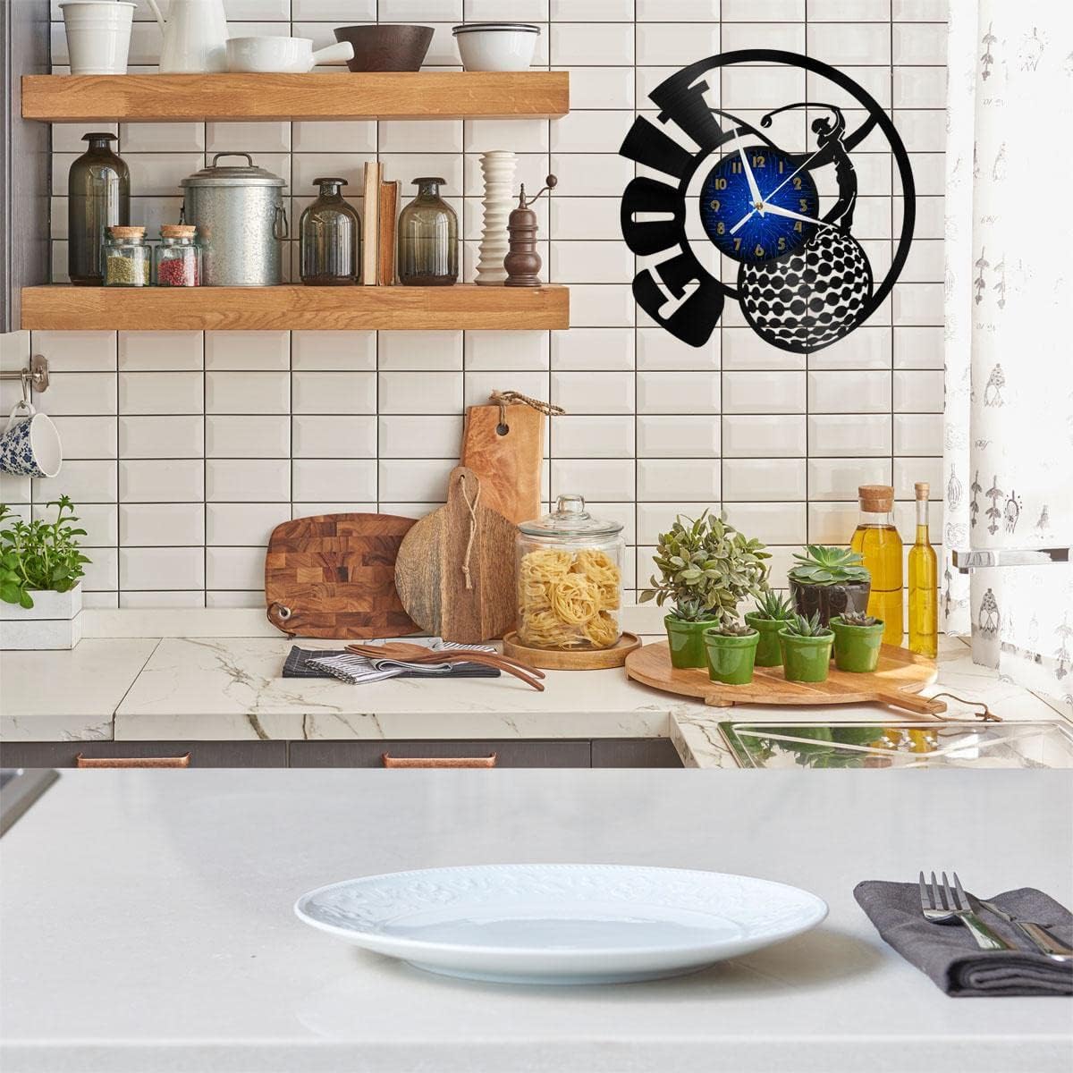 Golf Club 12 Inch Vinyl Record Wall Clock - Silent, Creative, and Unique Clock for Living Room, Entryway, or Bedroom Decor Idea(12 inchs B Without LED)